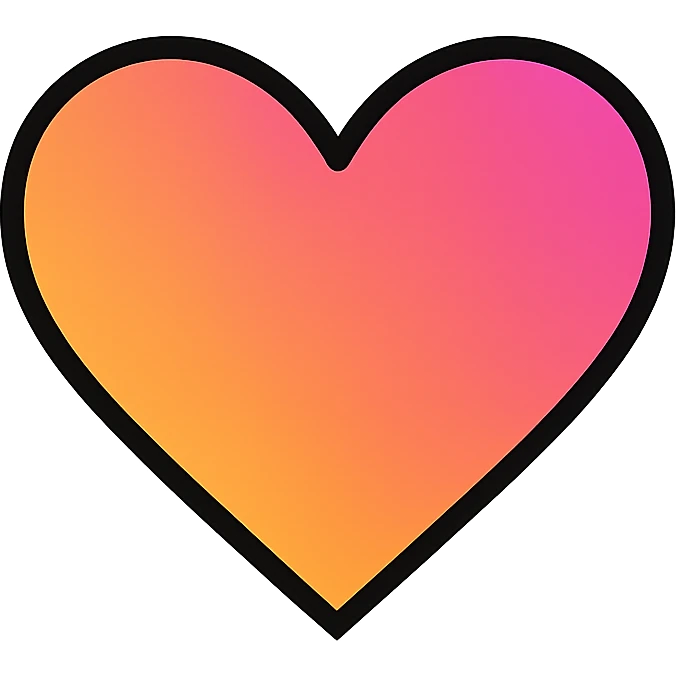 gradient heart icon with clean lines, modern icon style, black and white gradient, no text emoji
