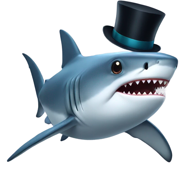 Shark with a top hat emoji