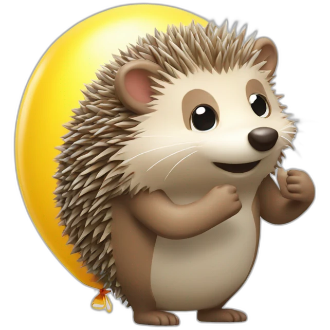 Worries hedgehog hugging balloon emoji