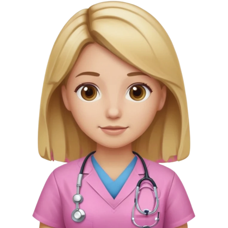 Brown to blonde ombré hair nurse in pink scrubs emoji