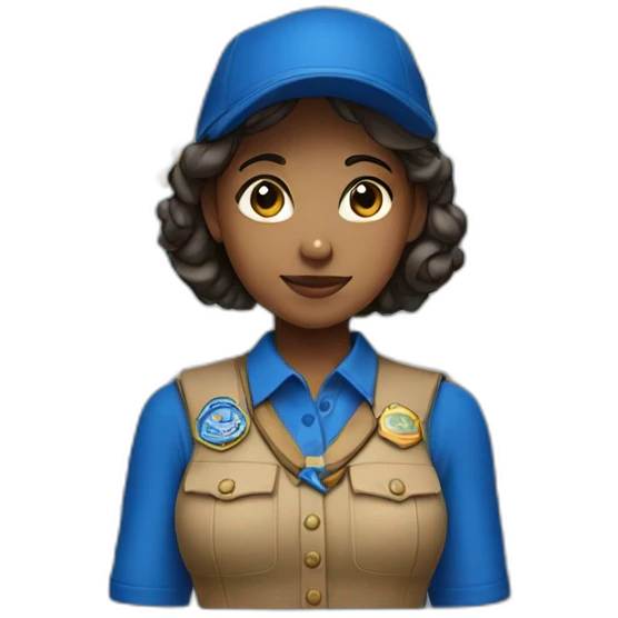 Scout girl with blue shirt with royal blue skirt  emoji