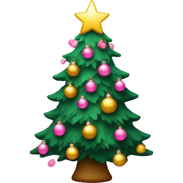 christmas tree with pink lights and ornaments  emoji
