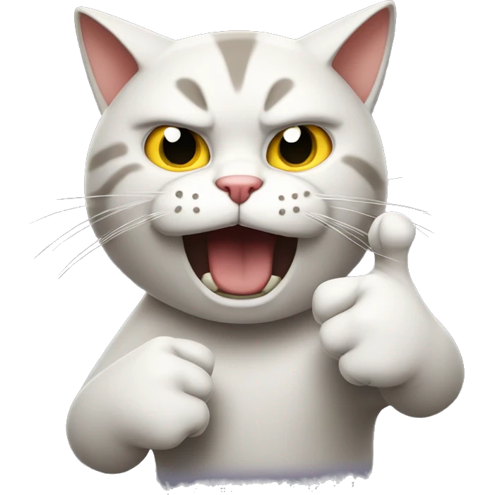 Cat showing his middle finger with an angry face emoji
