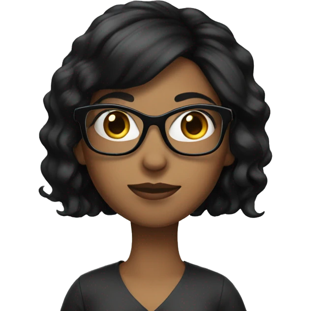 Short black hair woman glasses emoji
