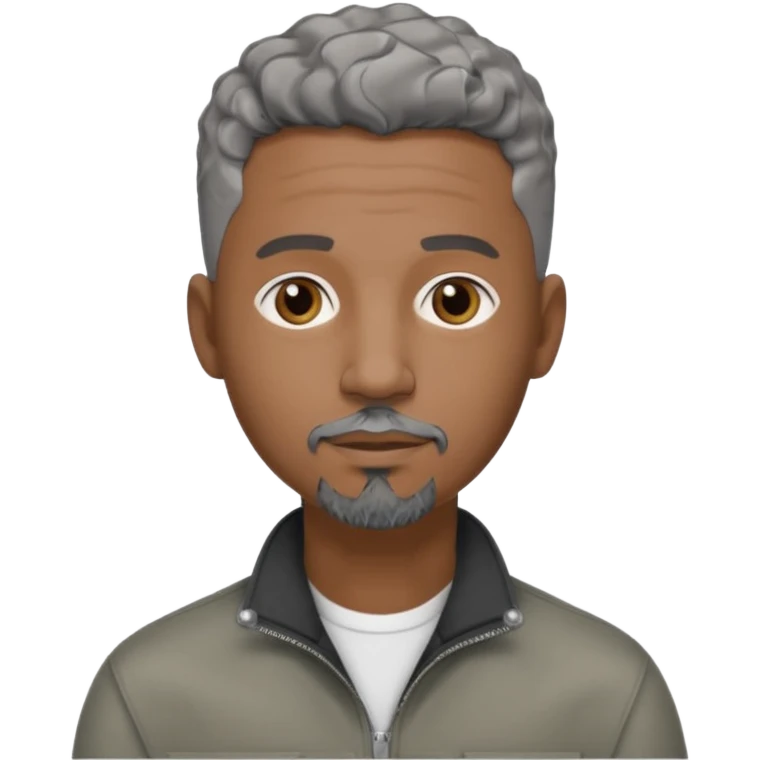 A cool debinaire black man with a very short wavy gray haired crew cut and a very short trimmed goatee. emoji