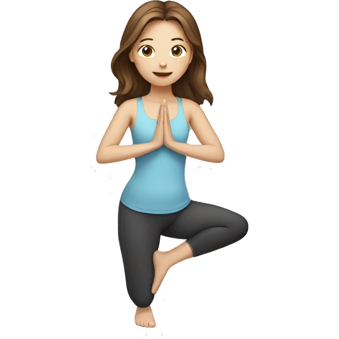 Girl doing yoga with brown hair and white skin  emoji