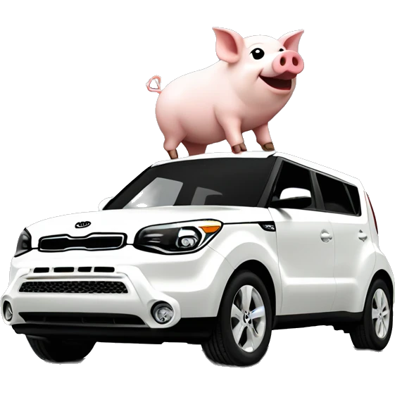 Pig running into 2024 white kia soul emoji