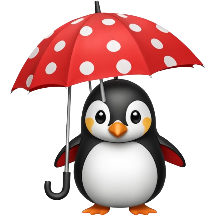 Penguin with red polka-dot umbrella emoji