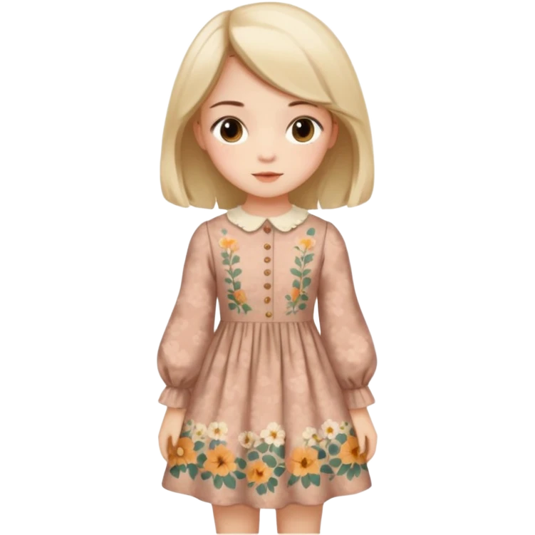 Cottagecore style ultra cute vintage material dress emoji