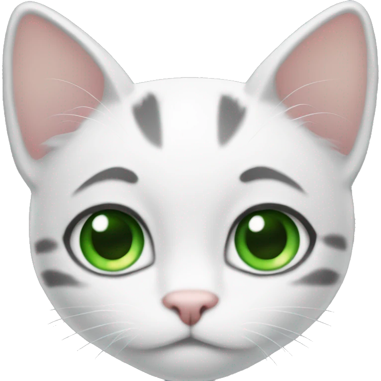 Cat black and white short haire green eyes emoji