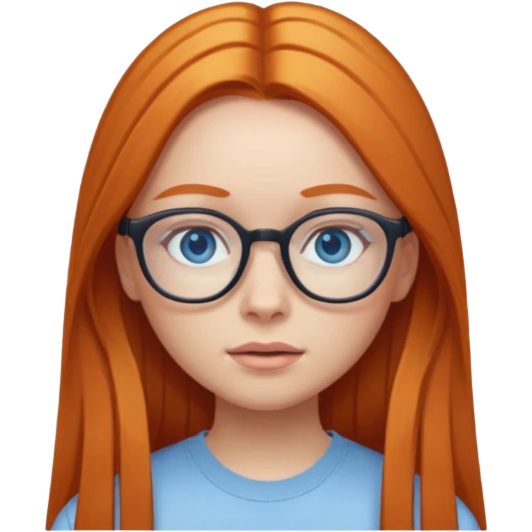 ginger girl with long straight hair, blue eyes, glasses, y2k clothes emoji