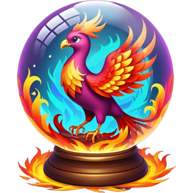 A phoenix inside a transparent crystal ball emoji