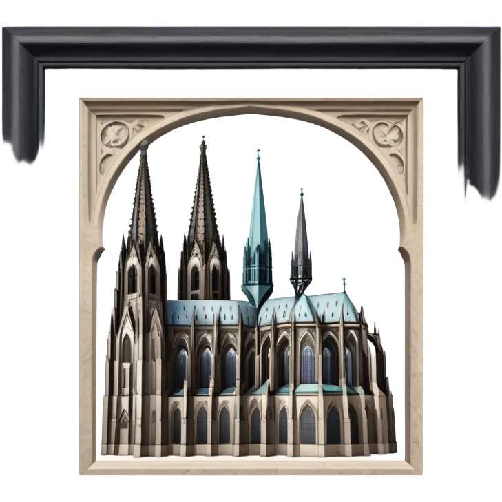 Cinematic Realistic Cologne Cathedral Landmark Emoji, showcasing Gothic architecture rendered with detailed stone textures and majestic, dynamic lighting. emoji