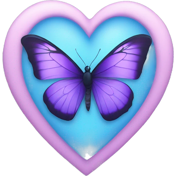 purple butterfly inside a blue heart emoji