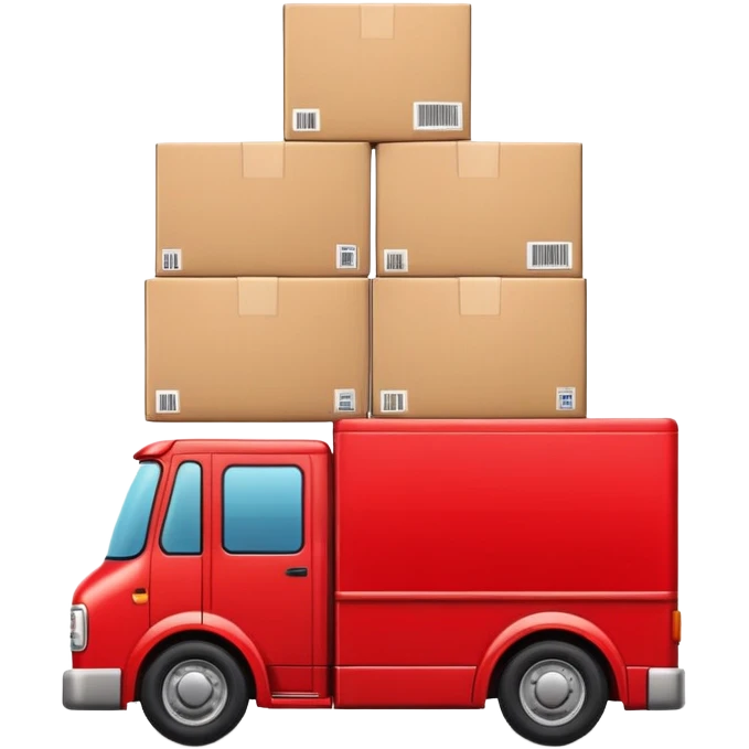 red delivery truck with packages emoji