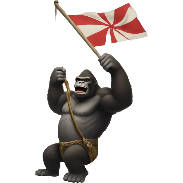 king kong holding  the japanese flag hoist emoji