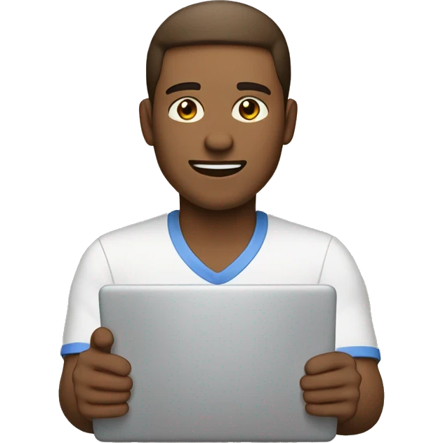 use the same image of the man working on laptop but lighten the skin tone to light brown emoji