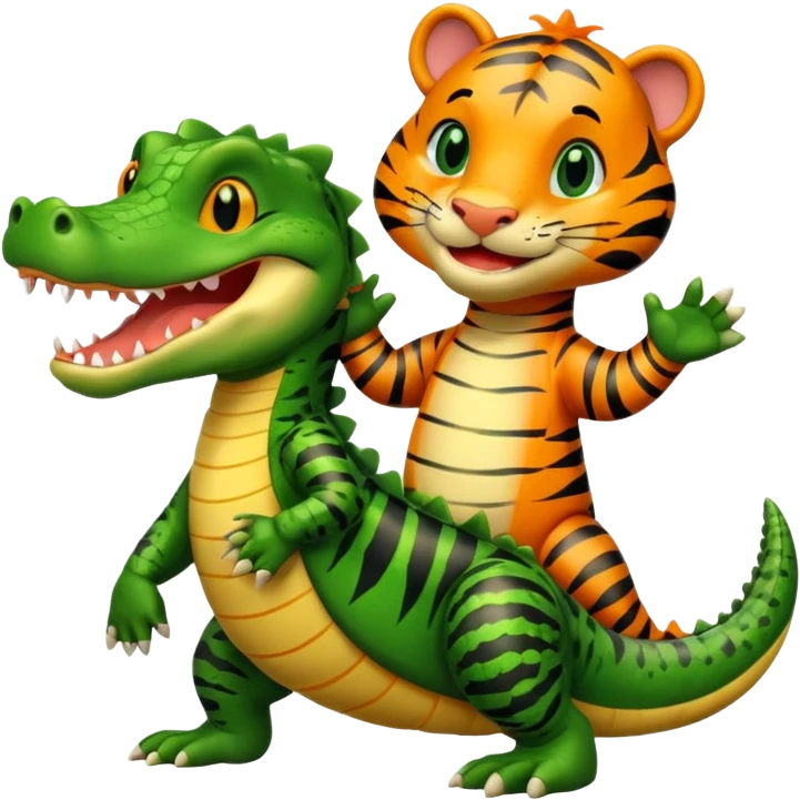 Alligator qui danse avec un tigre  emoji