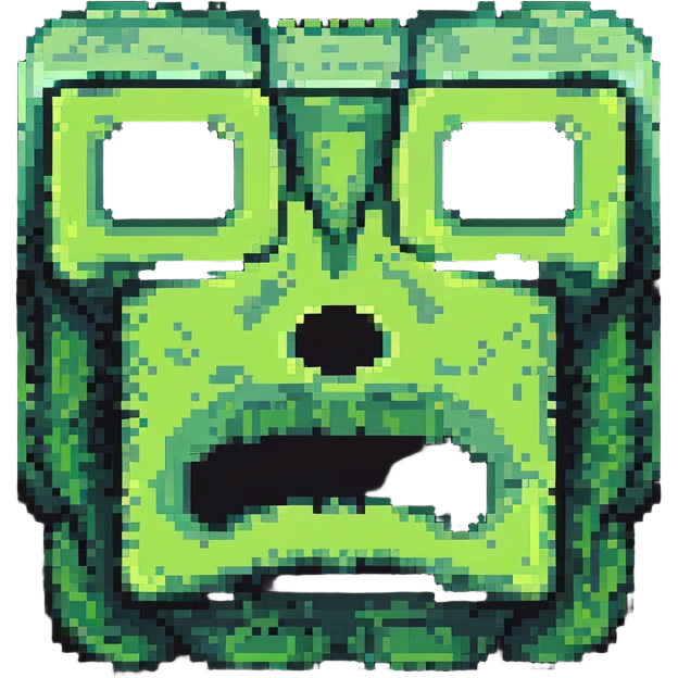 ultra-blocky minimal pixel art Minecraft creeper face with few large square pixels emoji
