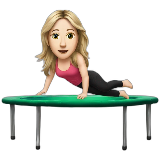 Victoria Coren-Mitchell on a trampoline with the Real IRA emoji
