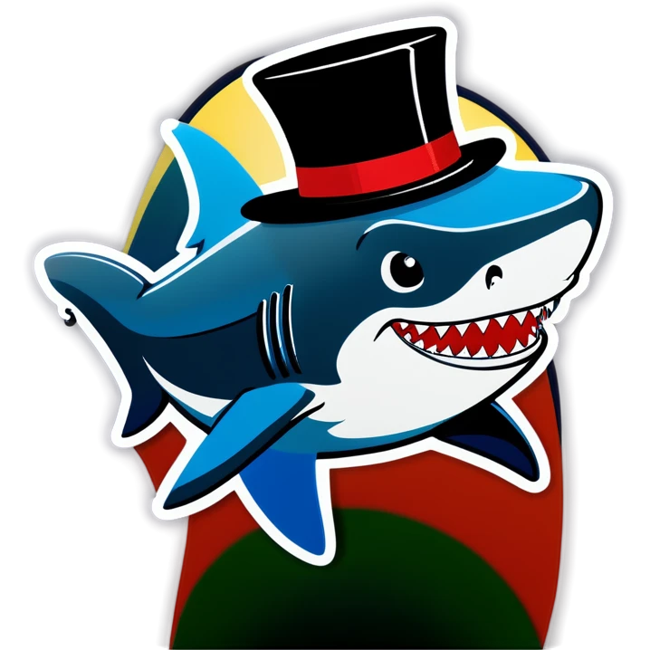 Shark with a top hat emoji