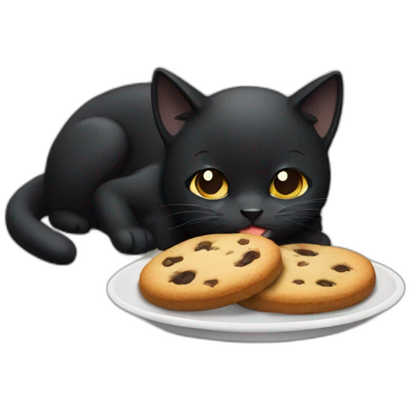Black Cat eating a cookie emoji