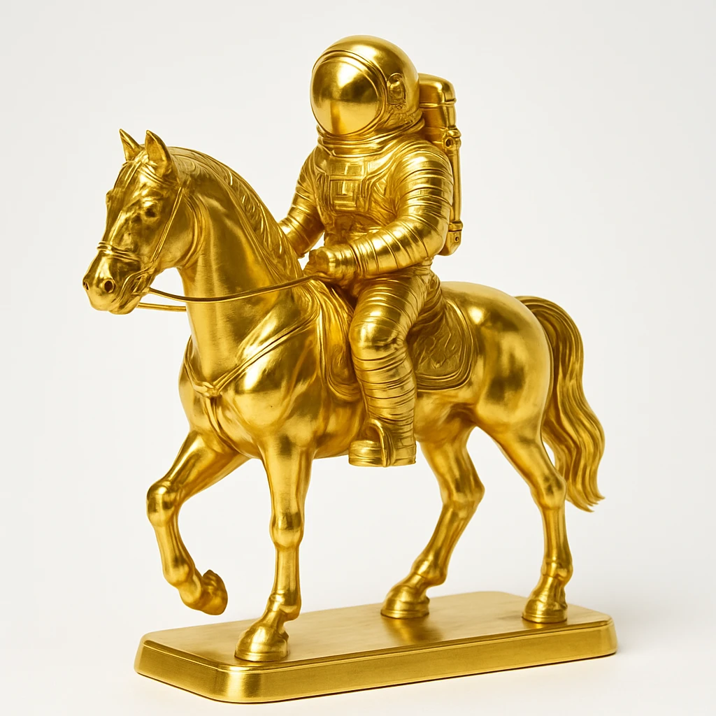 astronaut on horseback with stars in background emoji