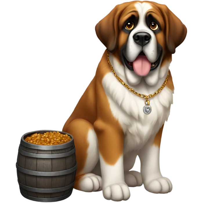 St. Bernard with a barrel necklace in Russia emoji