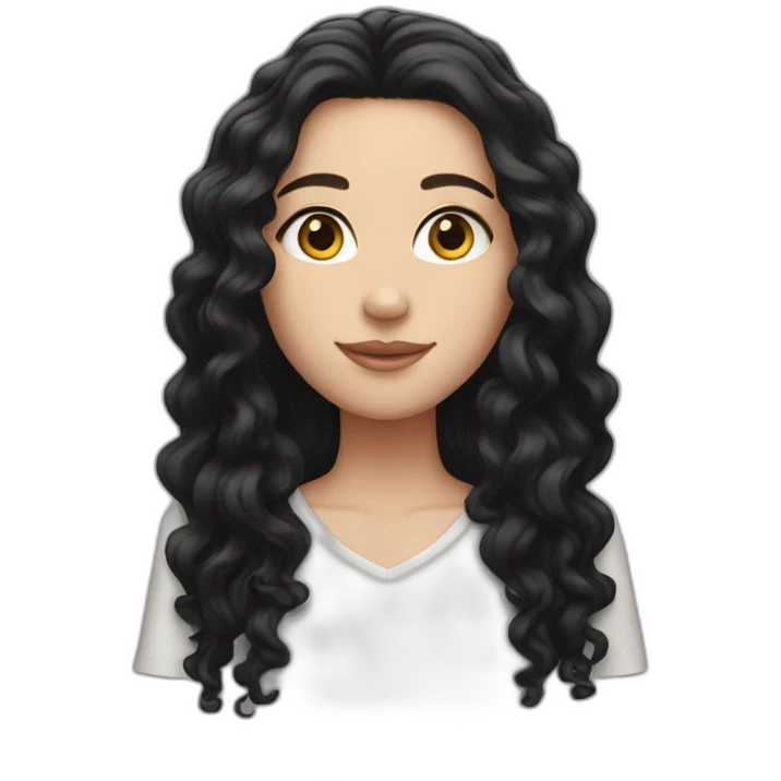 White Girl with long curly black hair emoji