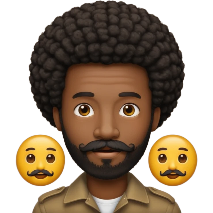 black afro guy with beard and mustache emoji emoji