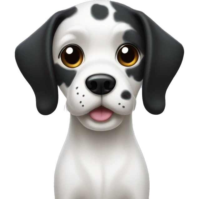 White Dog with black patches covering eyes and standing up ears emoji