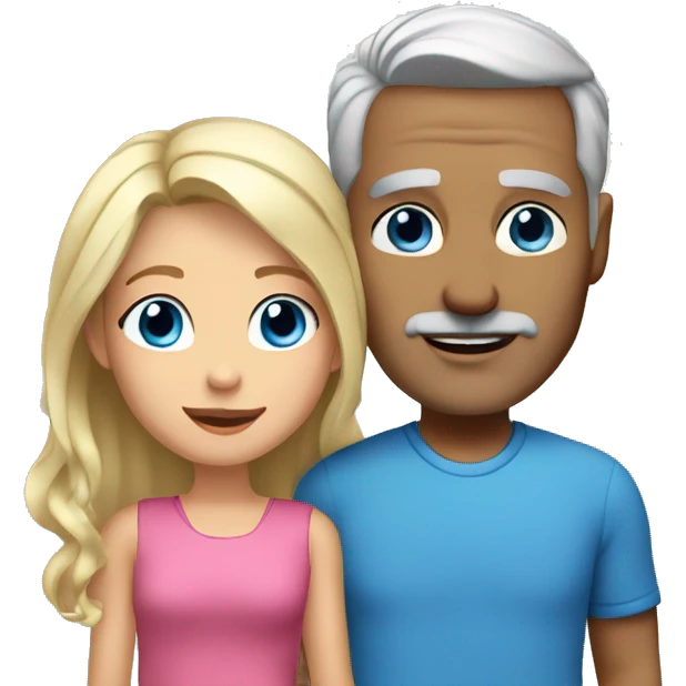 dad grey hair blue eyes and blonde daughter blue eyes emoji