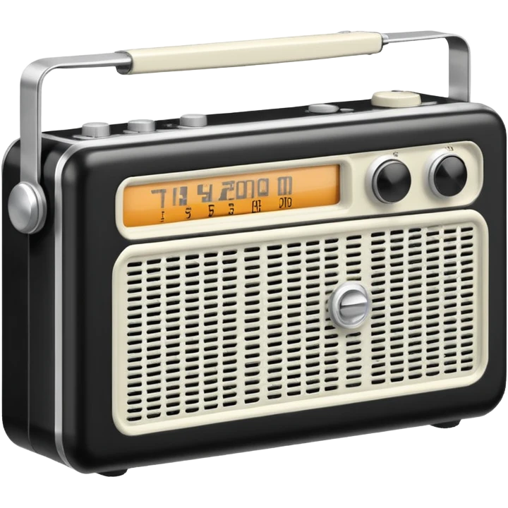 A black and white icon of a vintage handheld transistor radio emoji