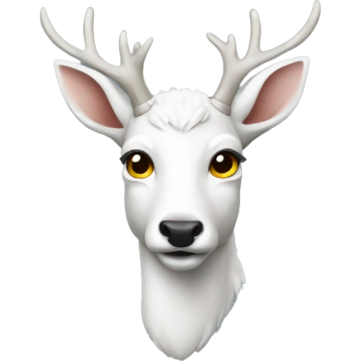 A white deer,with a fierce expression  emoji