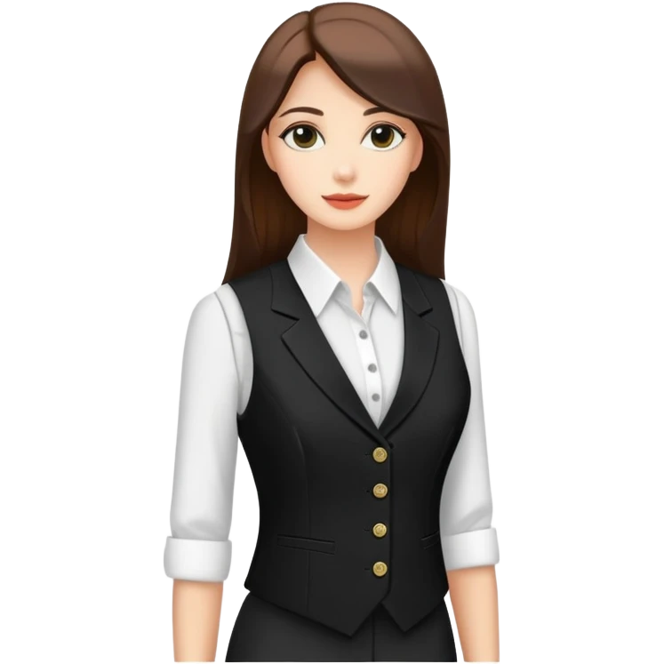 black formal women's vest with feminine cut, 3 buttons, tailored for women, sleeveless garment only emoji