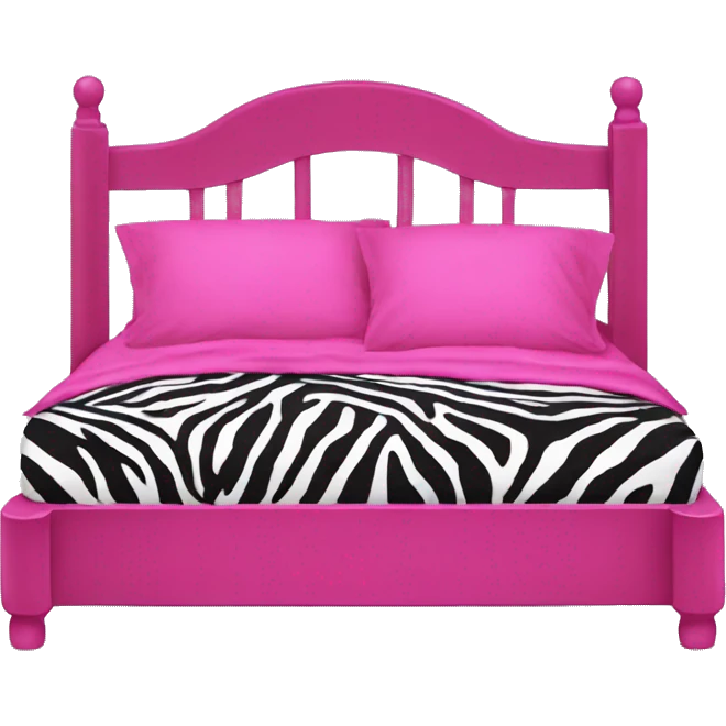 bed with hot pink and zebra print sheets emoji