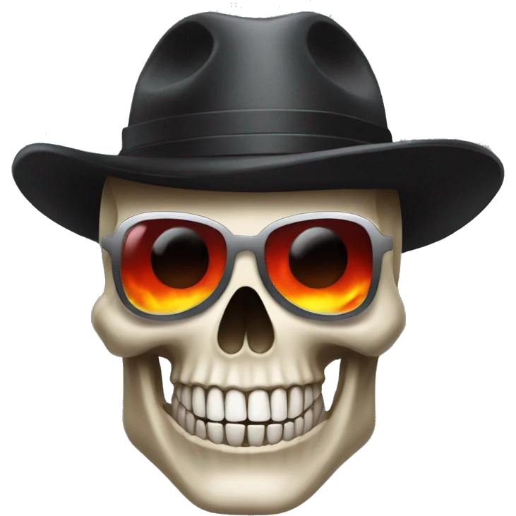 Skull face with cig and mafia hat and fire eyes  emoji