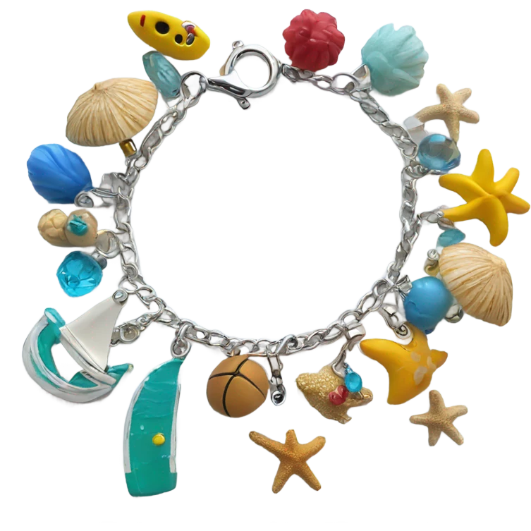 beach themed charm bracelet emoji