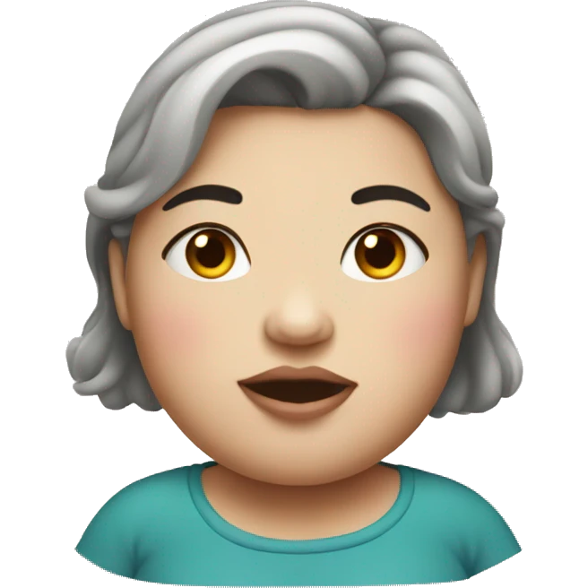 Fat girl drawing emoji