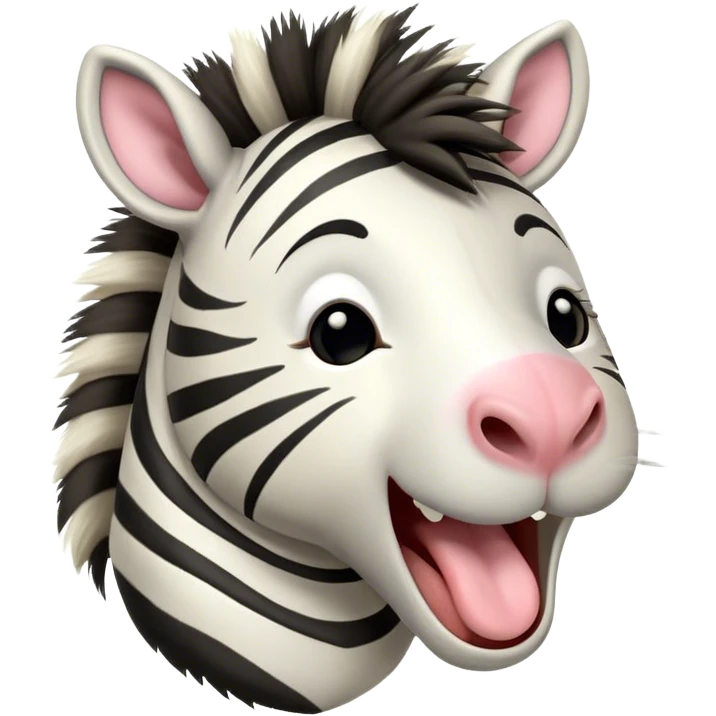 Cinematic Cute Yawning Zebra Portrait Emoji, Head tilted slightly with a dramatic, wide-open yawn, showcasing a soft, downy striped Fur with gently drooping ears and round eyes barely open in drowsy contentment, Simplified yet irresistibly adorable features, highly detailed, glowing with a soft, cozy glow, high shine, relaxed yet expressive, stylized with a touch of savannah charm, bright and endearing, soft glowing outline, capturing the essence of a sleepy yet affectionate zebra, so drowsy it feels like it could stretch out of the screen and curl up for a nap! emoji