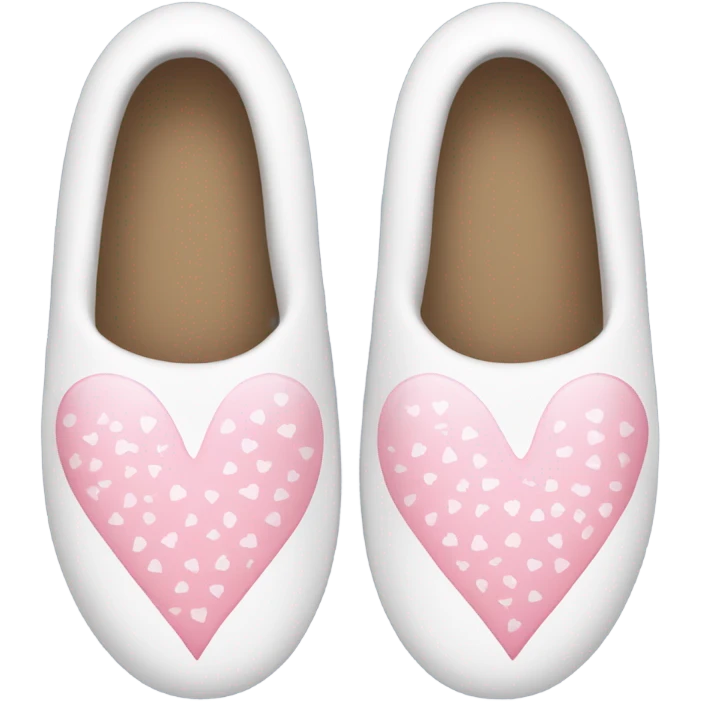 White slippers with light pink hearts emoji