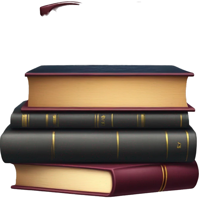 realistic stack of books and burgundy glasses next to them emoji