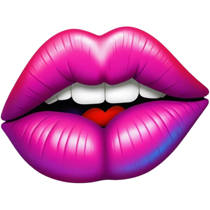 A psychedelic-colored lipstick kiss mark. emoji