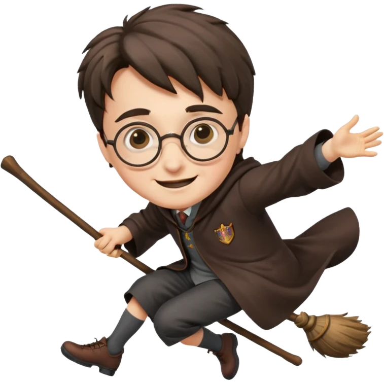 Harry potter flying on a broomstick emoji