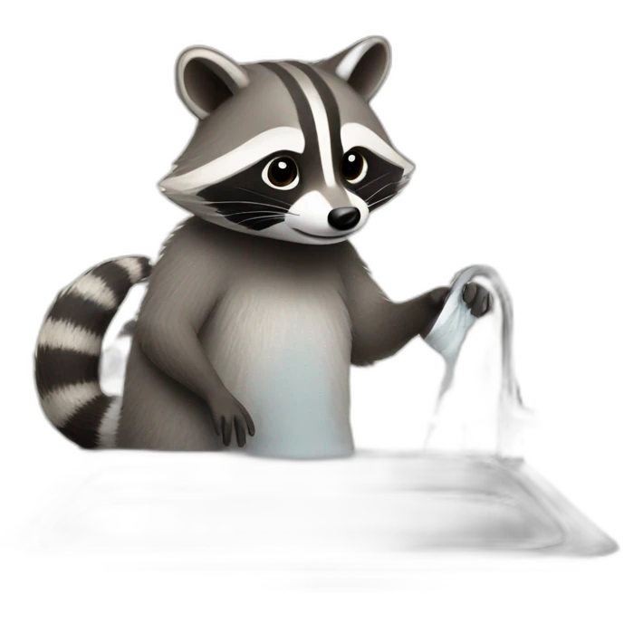 raccoon washes dishes emoji