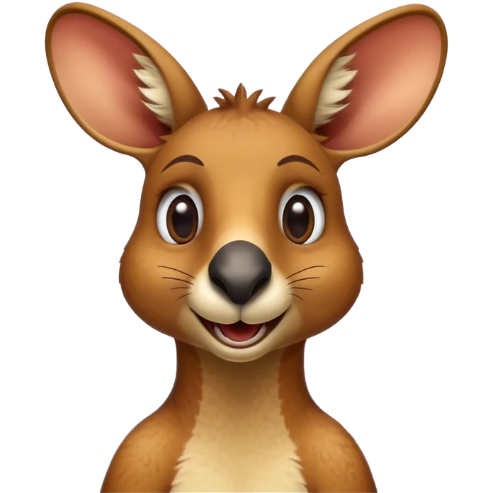 Cinematic Realistic Comical Kangaroo Portrait Emoji, Head tilted dramatically with an exaggeratedly amused expression, featuring a striking, richly textured tawny coat with bold natural markings and wide, expressive eyes full of playful disbelief, rendered with lifelike precision and dynamic natural light, high shine, dramatic yet playful, styled with an air of cheeky outback mischief, soft glowing outline, capturing the essence of a spirited and over‐the‐top kangaroo that looks ready to bound its way into viral fame! emoji