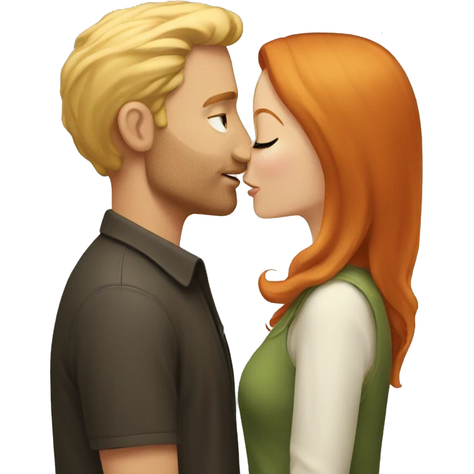 Tall blonde man kissing a redhead woman  emoji