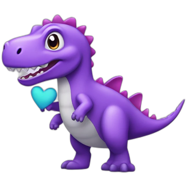 purple dinausor with heart  emoji