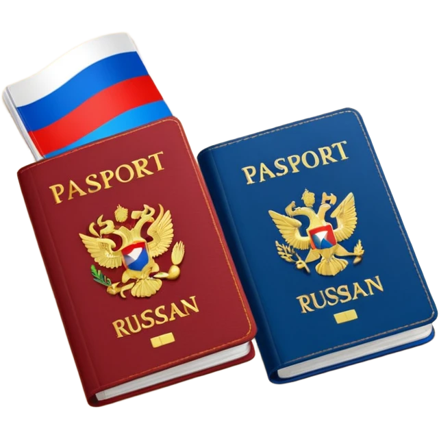 two passports, Russian and Qazaqstan emoji