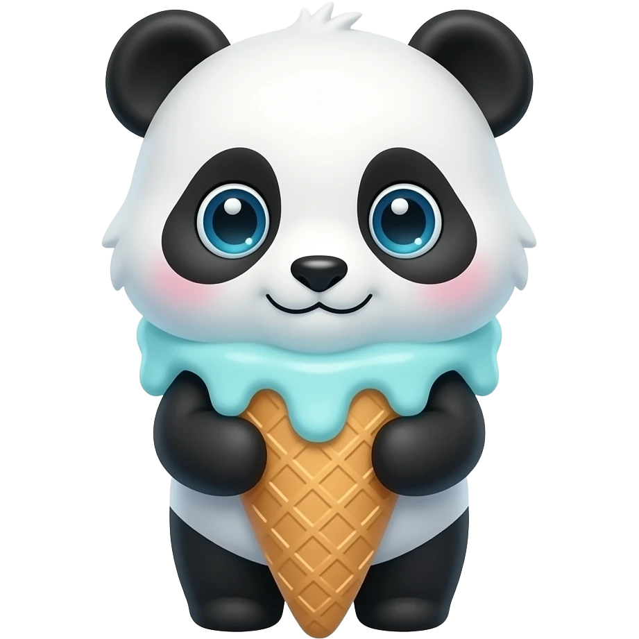 “super cute baby panda made of ice cream, big shiny eyes, pastel colors, cartoon 3D style, pure white background” emoji